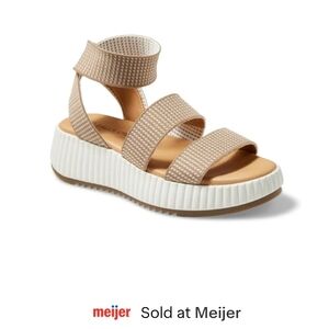 Beige Platform Sandal with Ankle Strap - Women